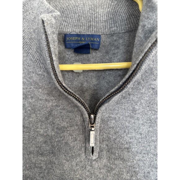 Joseph Lyman 100% Cashmere Gray Heather 1/4 Zip Sweater Men's XL Academia Preppy - Picture 2 of 6